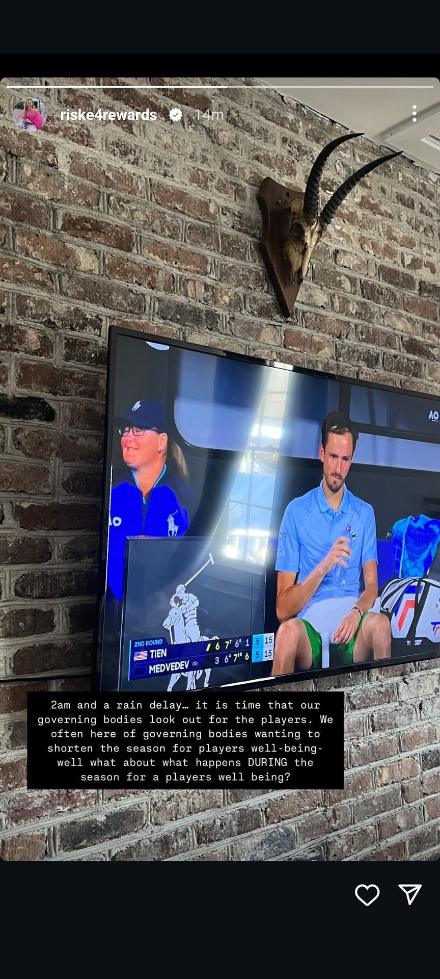 Alison Riske-Amritraj comments on the playing conditions in Melbourne - Image via Instagram